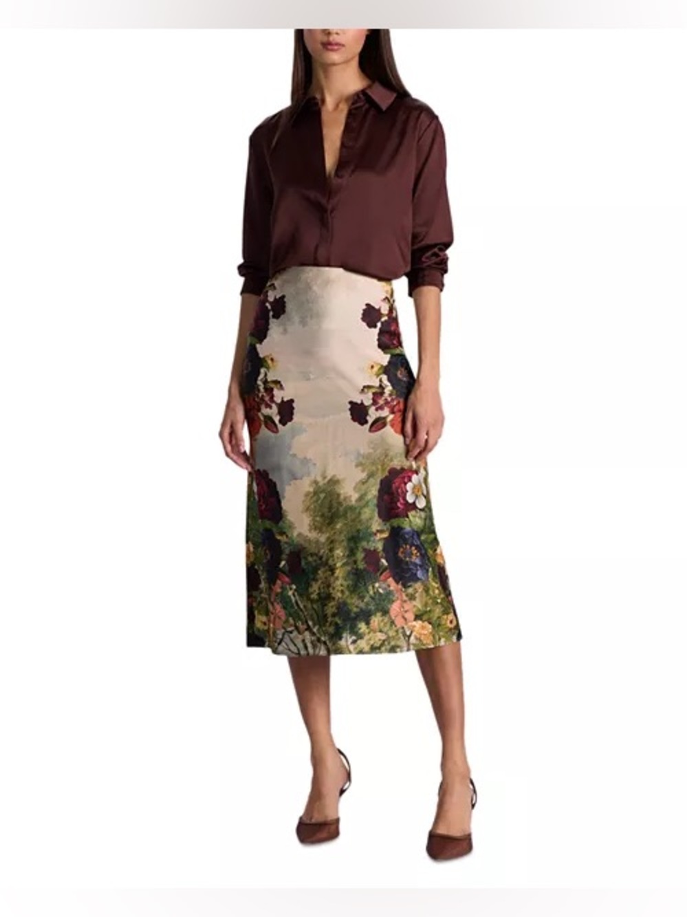 Alice + Olivia Maeve Slip Skirt in Forbidden Forest, Size 2 - Picture 2 of 14